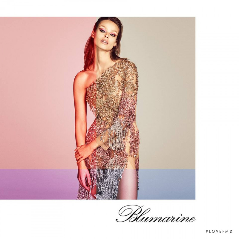 Birgit Kos featured in  the Blumarine advertisement for Spring/Summer 2019