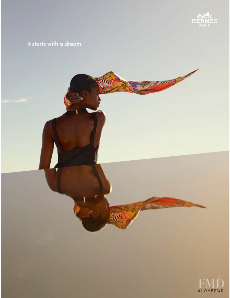 Mayowa Nicholas featured in  the Hermès advertisement for Spring/Summer 2019