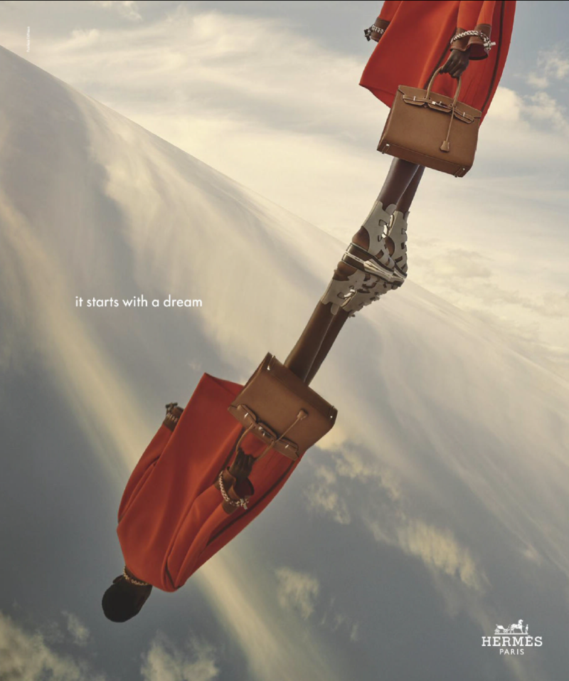Mayowa Nicholas featured in  the Hermès advertisement for Spring/Summer 2019