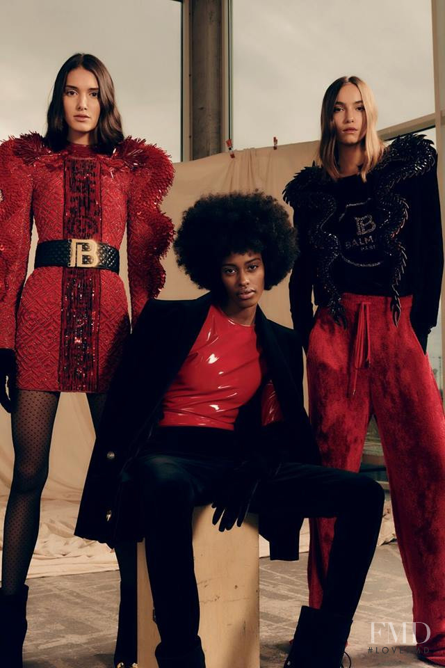 Josephine Adam featured in  the Balmain lookbook for Pre-Fall 2019