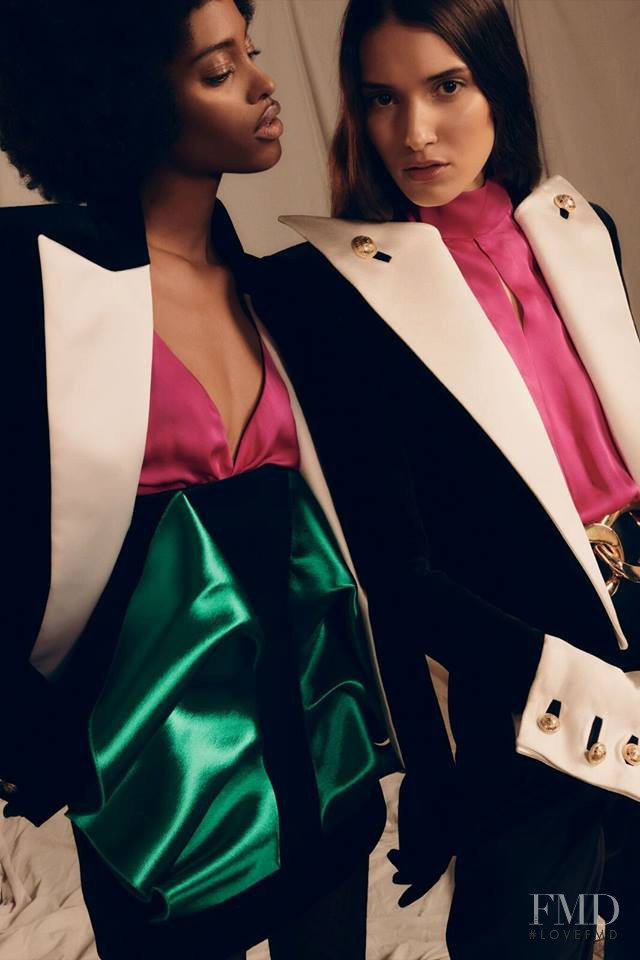 Lalani Ali featured in  the Balmain lookbook for Pre-Fall 2019