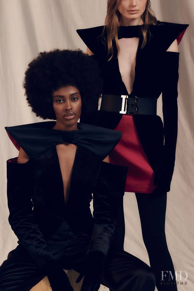 Lalani Ali featured in  the Balmain lookbook for Pre-Fall 2019