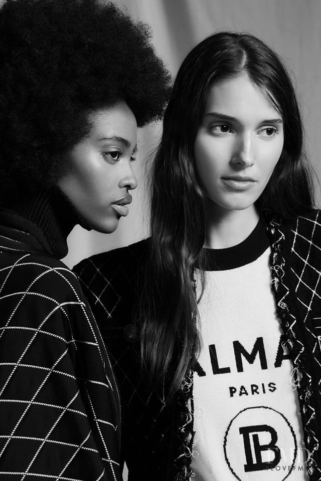 Lalani Ali featured in  the Balmain lookbook for Pre-Fall 2019