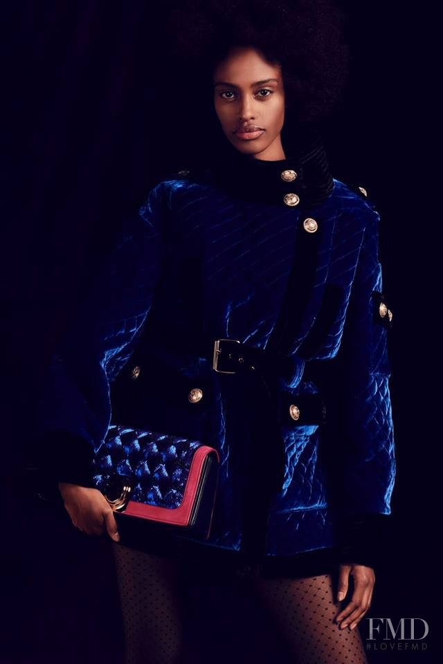 Lalani Ali featured in  the Balmain lookbook for Pre-Fall 2019