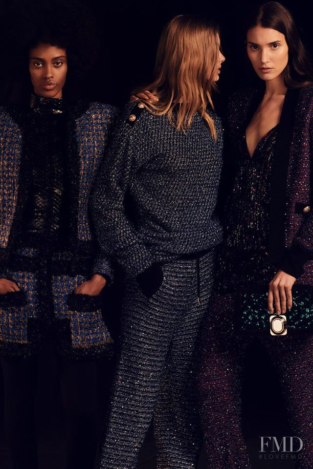 Lalani Ali featured in  the Balmain lookbook for Pre-Fall 2019