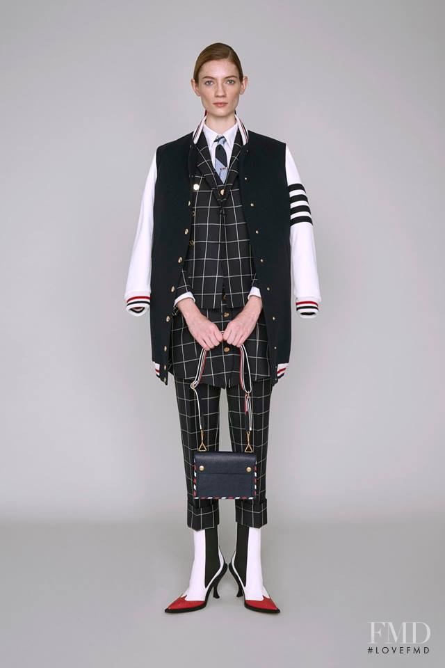 Kristin Zakala featured in  the Thom Browne lookbook for Pre-Fall 2019