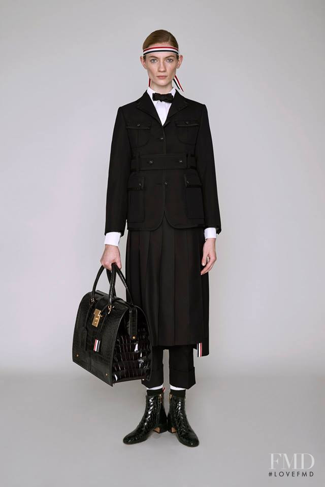 Kristin Zakala featured in  the Thom Browne lookbook for Pre-Fall 2019