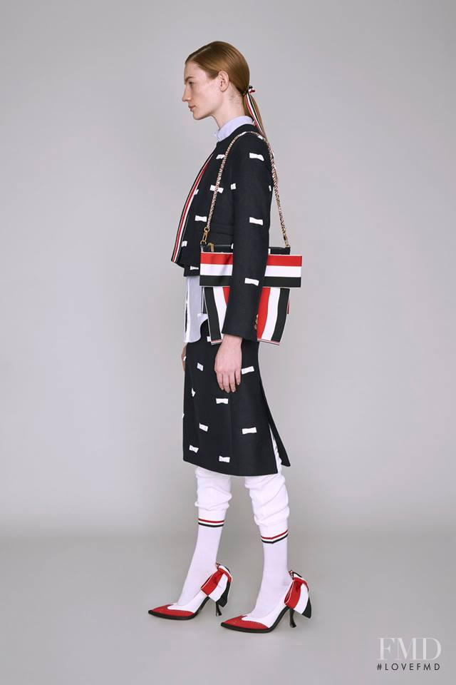 Kristin Zakala featured in  the Thom Browne lookbook for Pre-Fall 2019