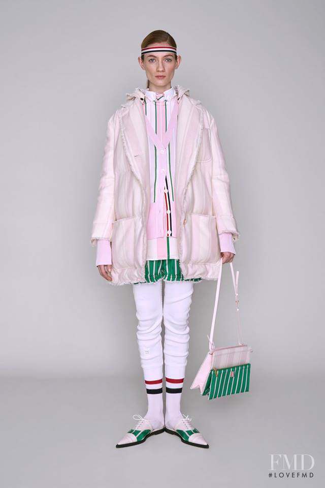 Kristin Zakala featured in  the Thom Browne lookbook for Pre-Fall 2019