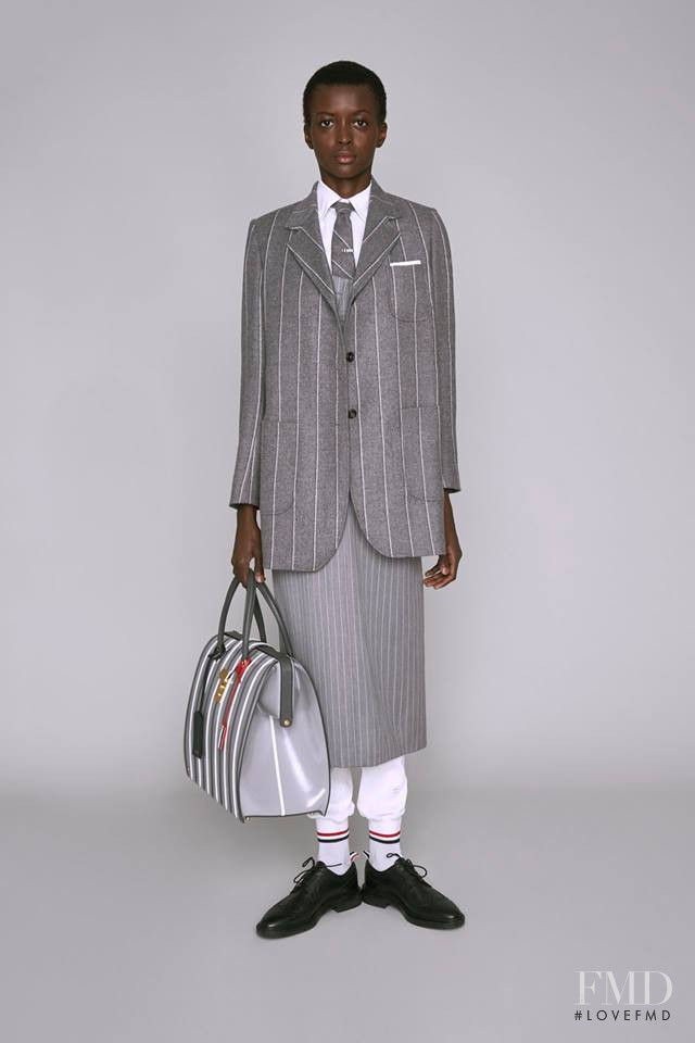 Amira Pinheiro featured in  the Thom Browne lookbook for Pre-Fall 2019