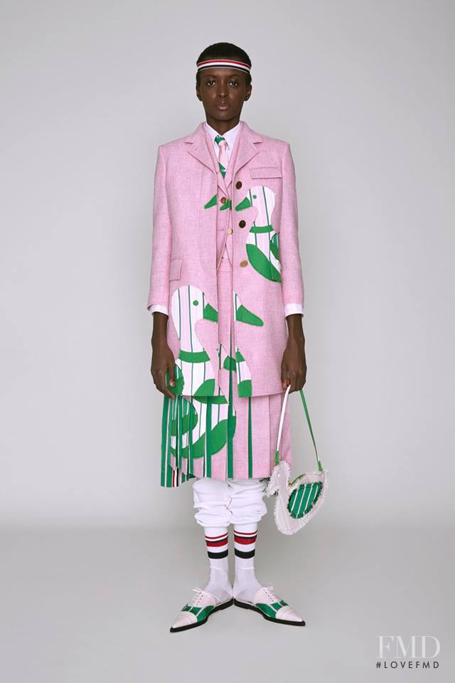 Amira Pinheiro featured in  the Thom Browne lookbook for Pre-Fall 2019