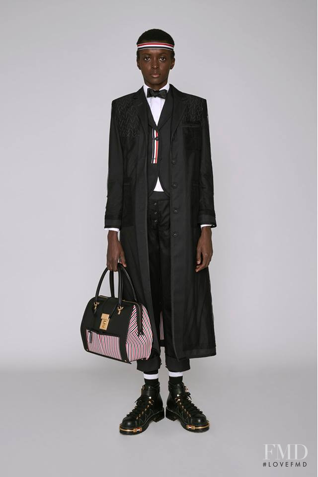 Amira Pinheiro featured in  the Thom Browne lookbook for Pre-Fall 2019