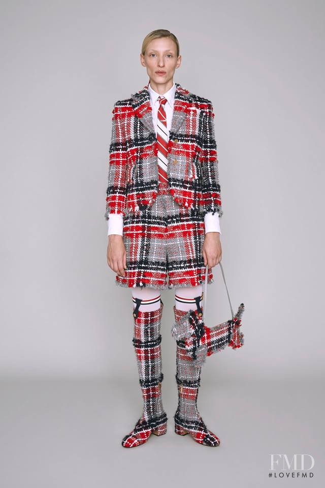 Maggie Maurer featured in  the Thom Browne lookbook for Pre-Fall 2019