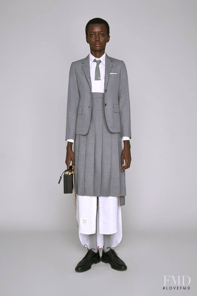 Amira Pinheiro featured in  the Thom Browne lookbook for Pre-Fall 2019