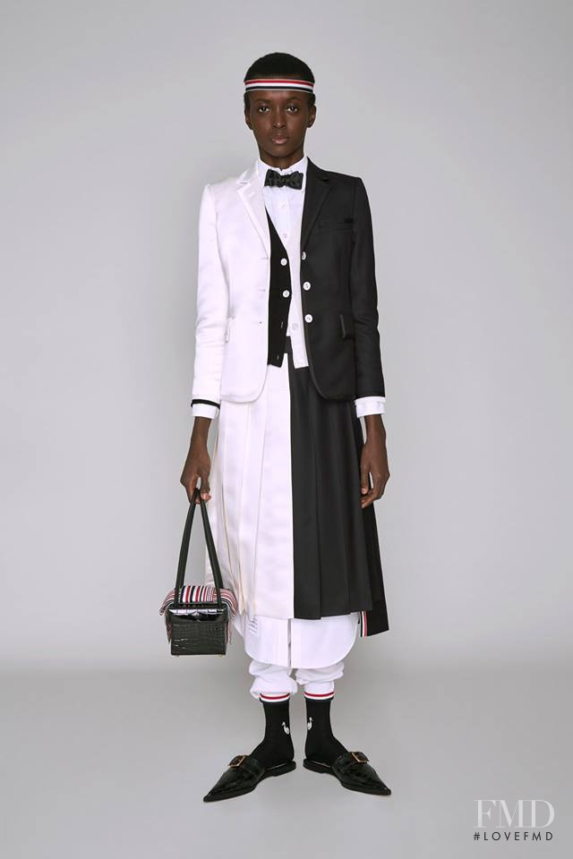 Amira Pinheiro featured in  the Thom Browne lookbook for Pre-Fall 2019