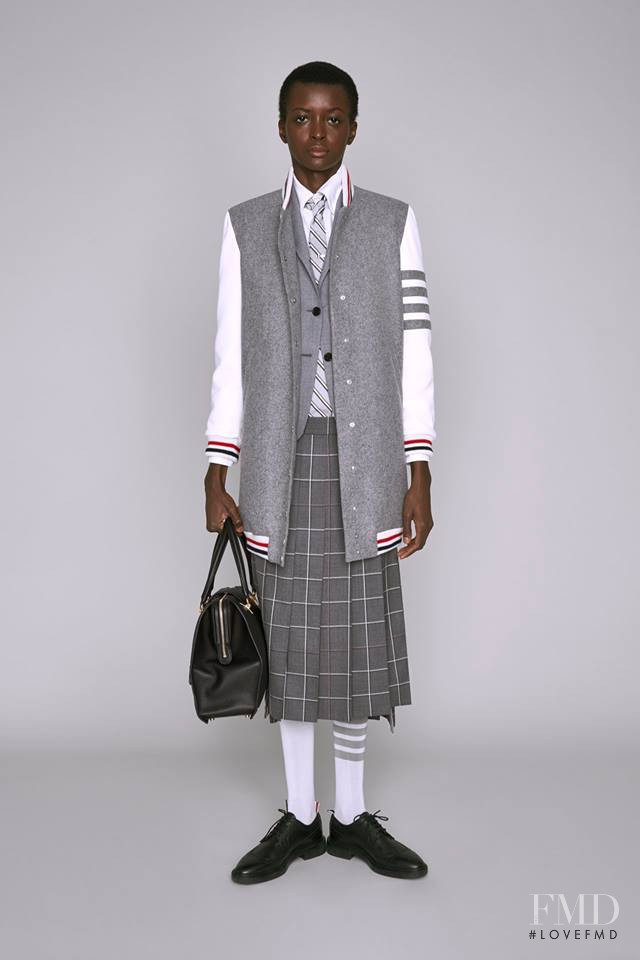 Amira Pinheiro featured in  the Thom Browne lookbook for Pre-Fall 2019