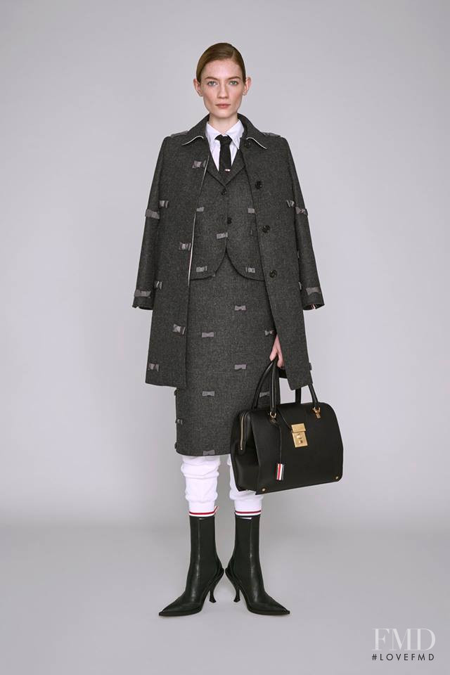 Kristin Zakala featured in  the Thom Browne lookbook for Pre-Fall 2019