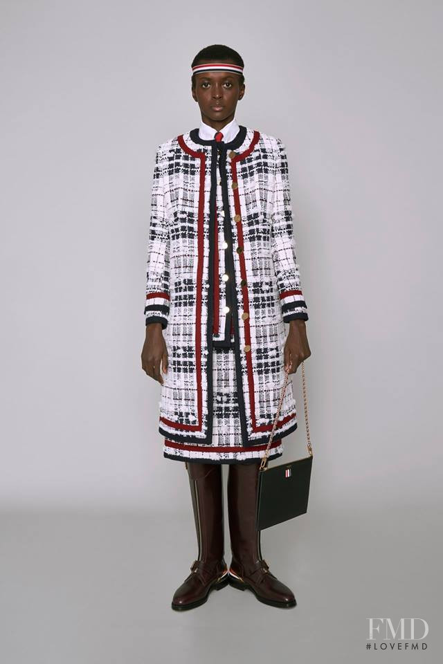 Amira Pinheiro featured in  the Thom Browne lookbook for Pre-Fall 2019