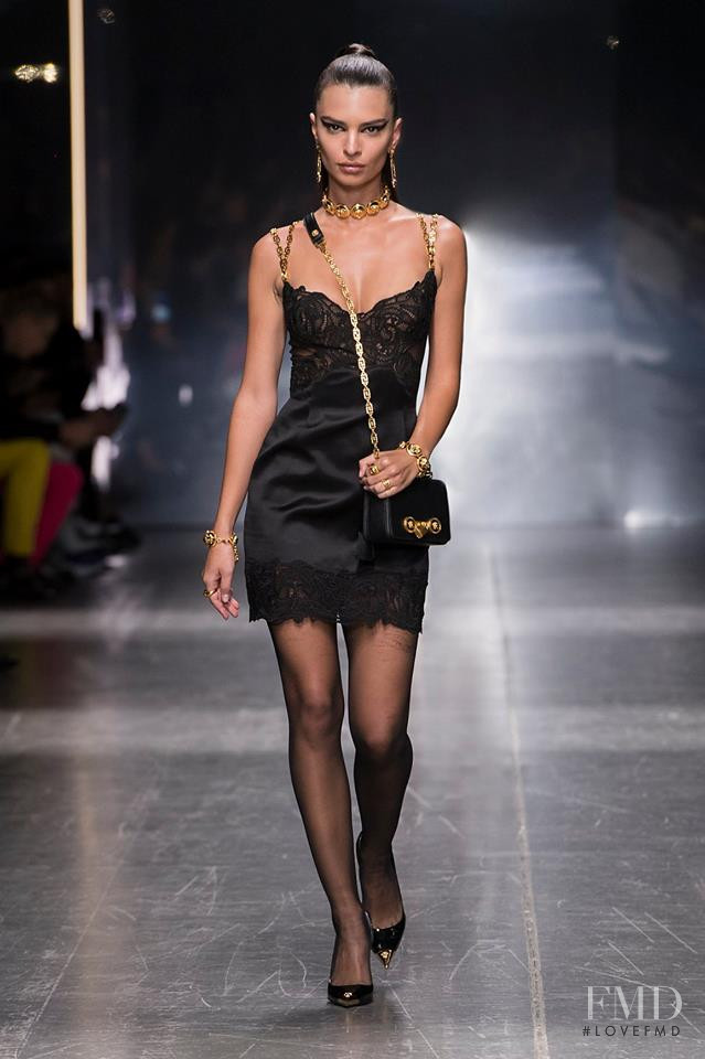 Emily Ratajkowski featured in  the Versace fashion show for Autumn/Winter 2019