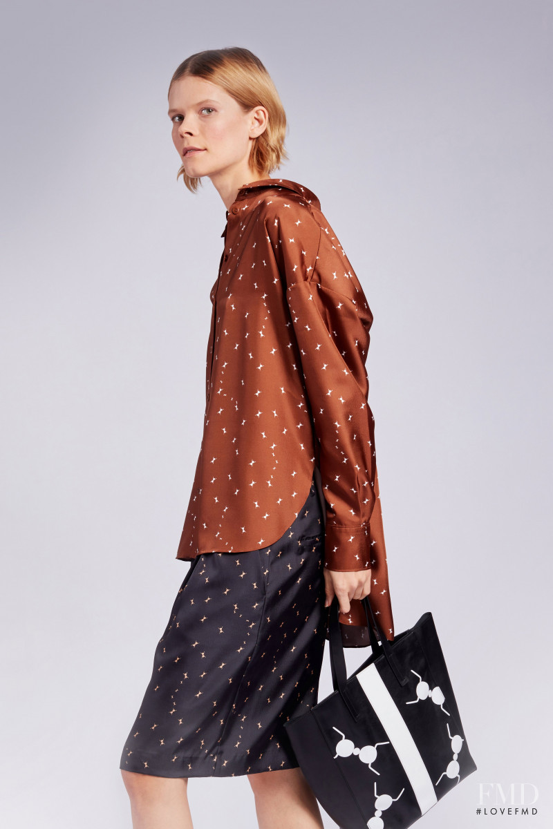 Irina Kravchenko featured in  the Tibi lookbook for Pre-Fall 2019