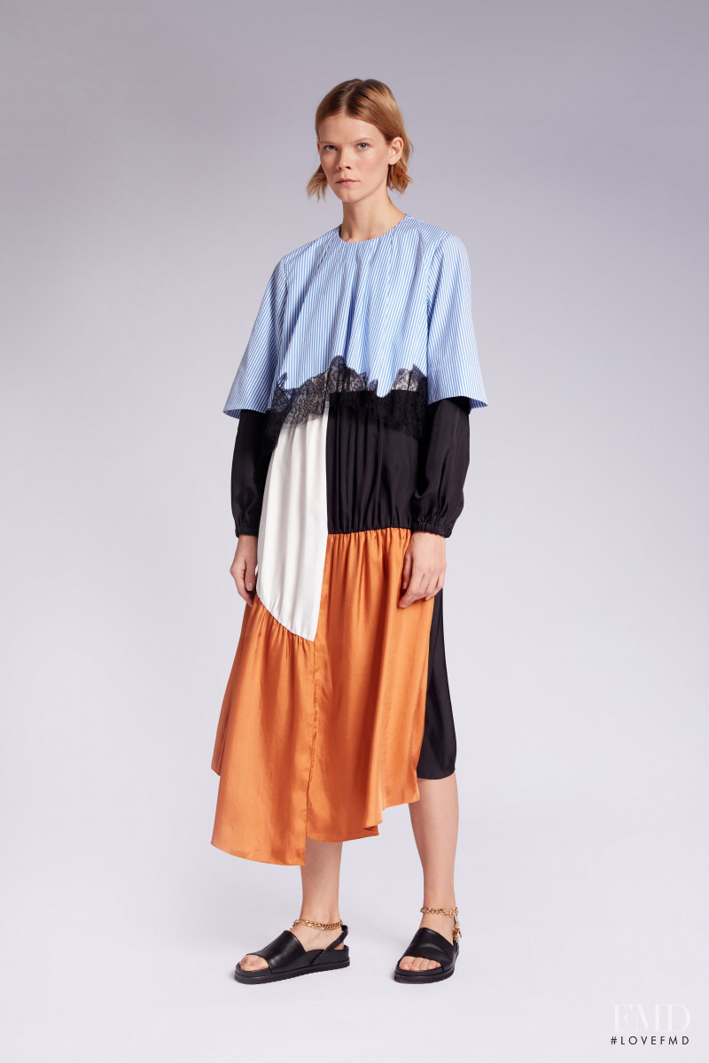 Irina Kravchenko featured in  the Tibi lookbook for Pre-Fall 2019