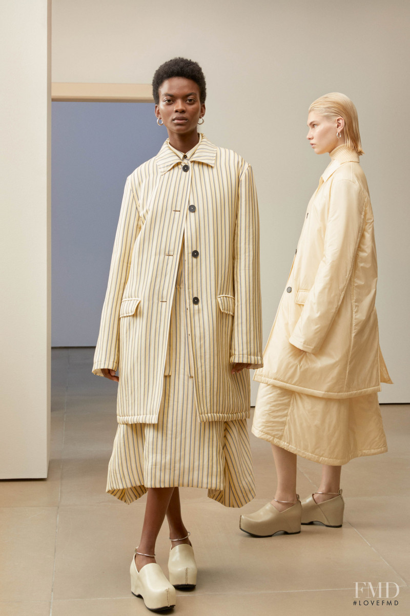 Aube Jolicoeur featured in  the Jil Sander lookbook for Pre-Fall 2019