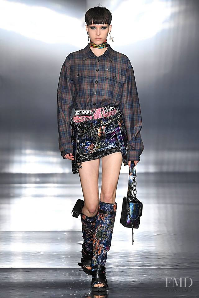 Sara Soric featured in  the DSquared2 fashion show for Autumn/Winter 2019