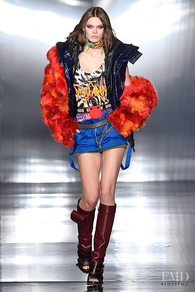 Cara Taylor featured in  the DSquared2 fashion show for Autumn/Winter 2019