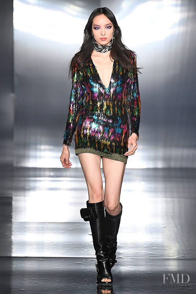 Fei Fei Sun featured in  the DSquared2 fashion show for Autumn/Winter 2019