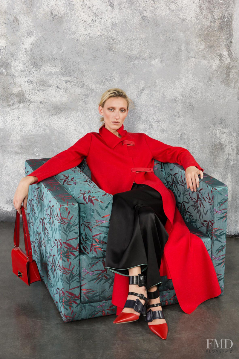 Maggie Maurer featured in  the Giorgio Armani lookbook for Pre-Fall 2019