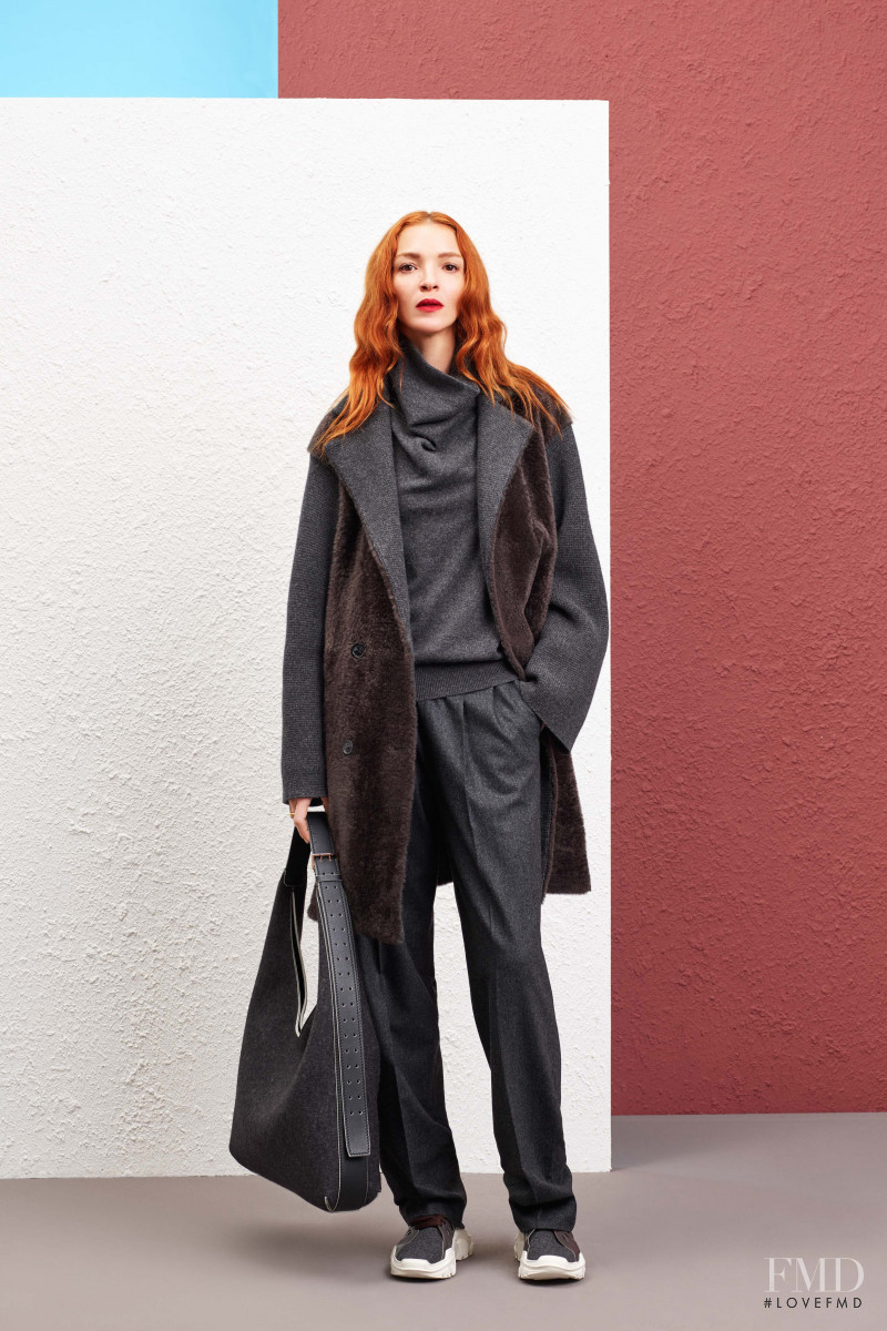 Mariacarla Boscono featured in  the Agnona lookbook for Pre-Fall 2019