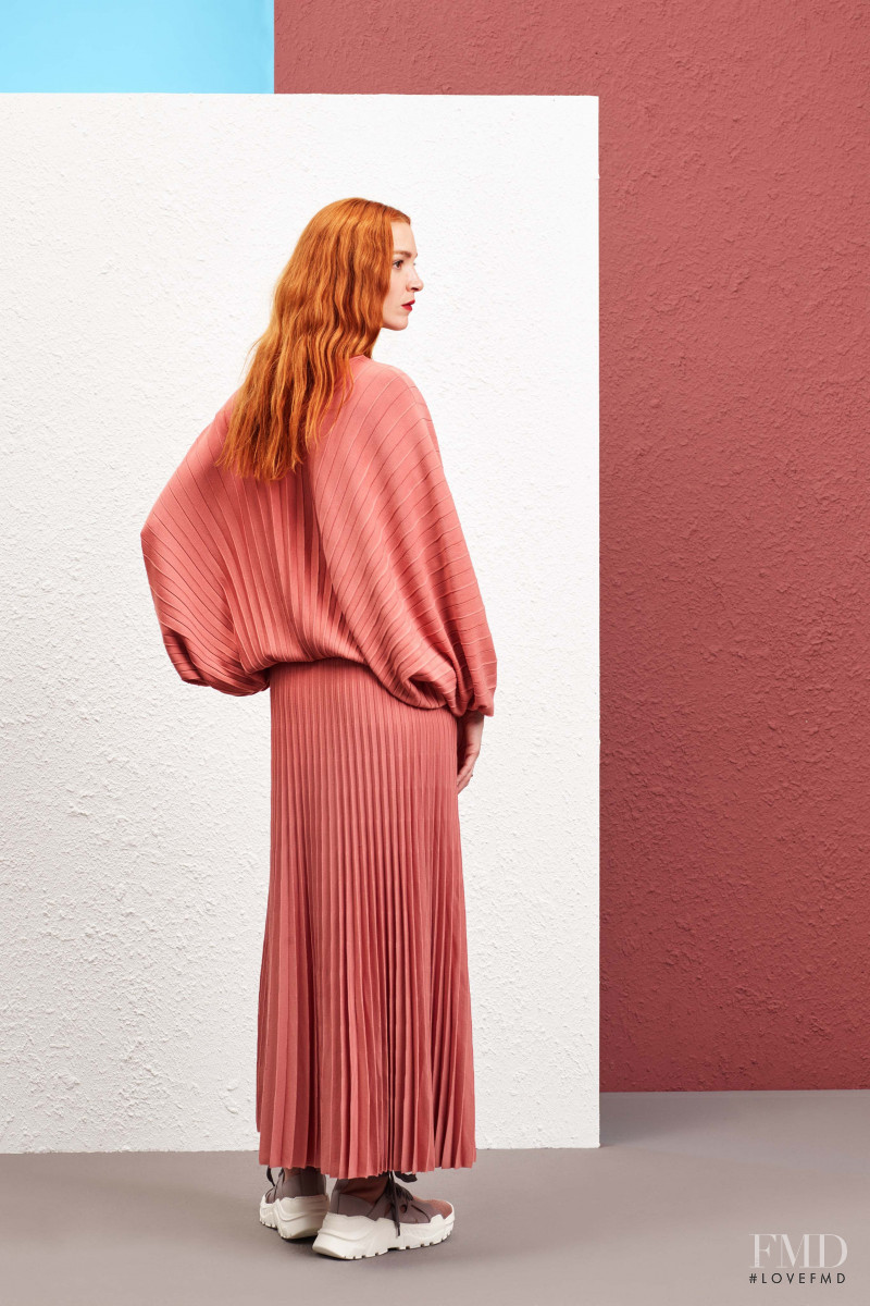 Mariacarla Boscono featured in  the Agnona lookbook for Pre-Fall 2019