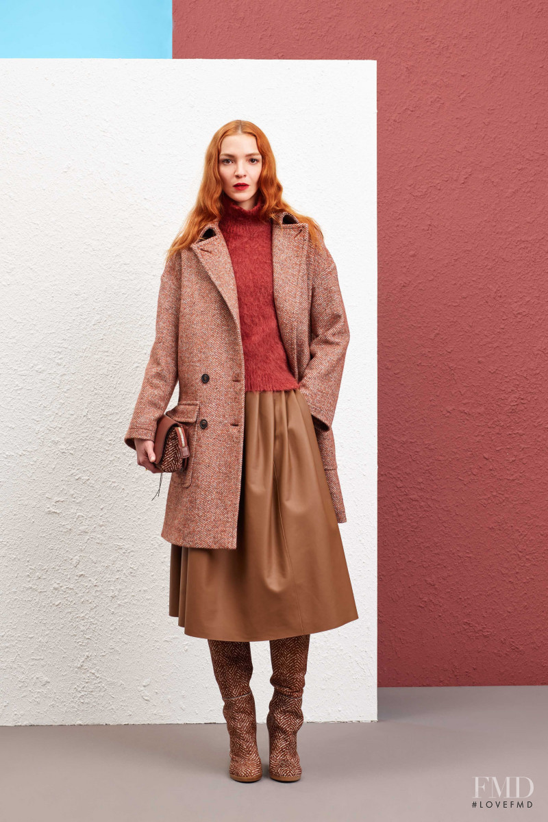 Mariacarla Boscono featured in  the Agnona lookbook for Pre-Fall 2019