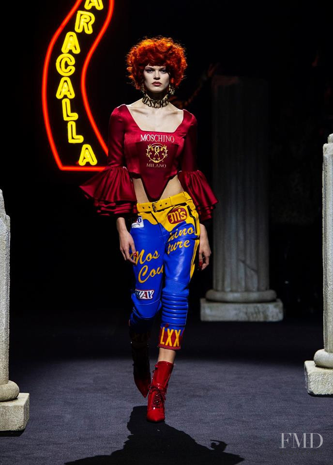 Cara Taylor featured in  the Moschino fashion show for Autumn/Winter 2019