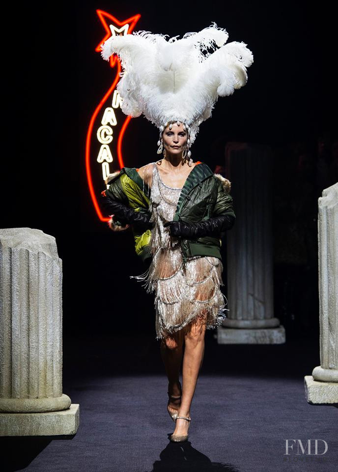 Nadja Auermann featured in  the Moschino fashion show for Autumn/Winter 2019