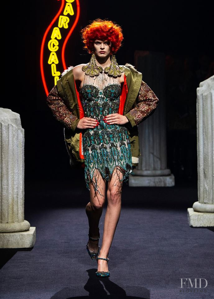 Cara Taylor featured in  the Moschino fashion show for Autumn/Winter 2019