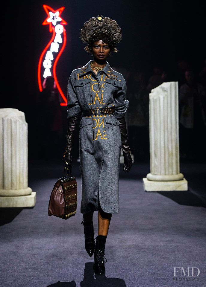 Debra Shaw featured in  the Moschino fashion show for Autumn/Winter 2019