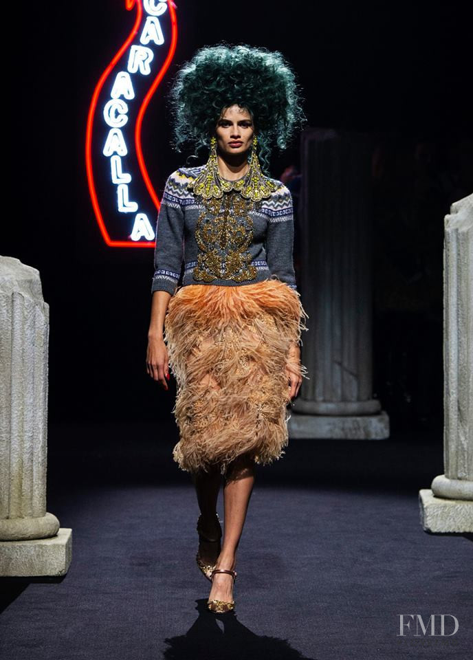 Linda Helena featured in  the Moschino fashion show for Autumn/Winter 2019