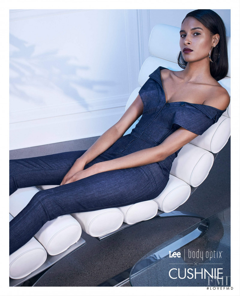 Cindy Bruna featured in  the Lee Jeans x Cushnie advertisement for Spring/Summer 2019
