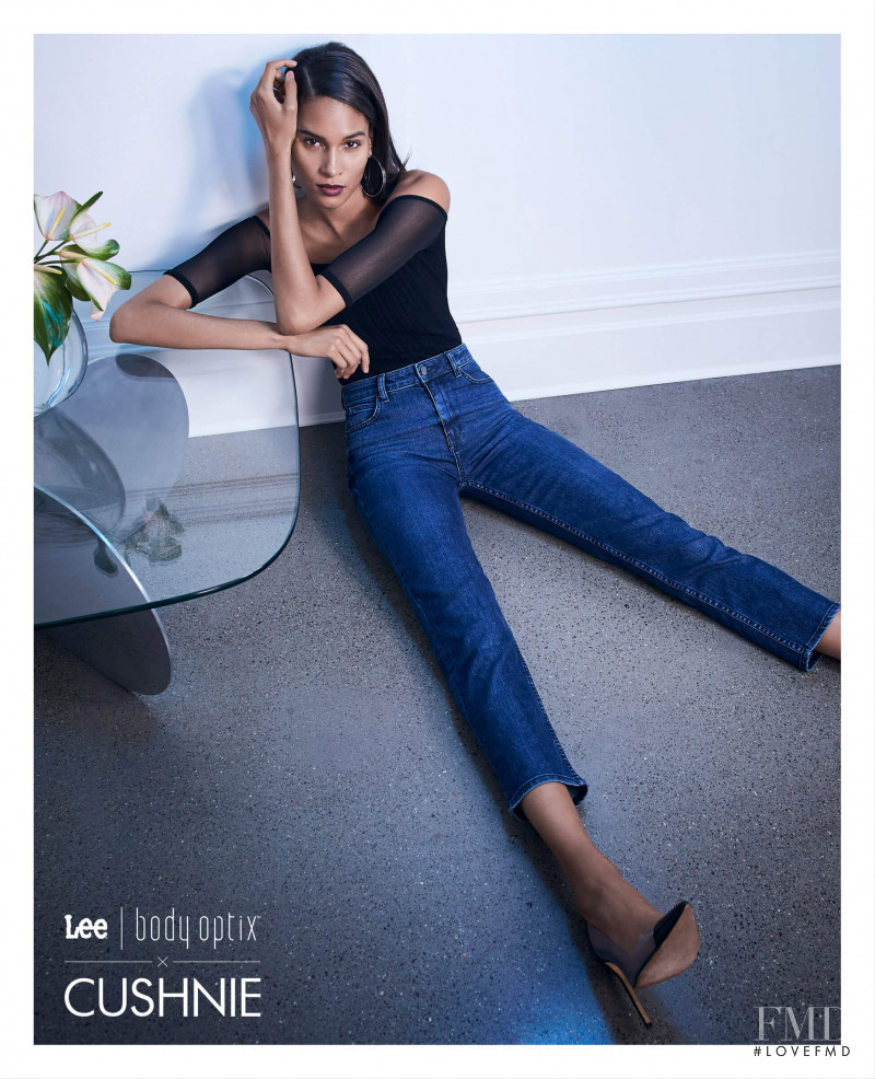 Cindy Bruna featured in  the Lee Jeans x Cushnie advertisement for Spring/Summer 2019