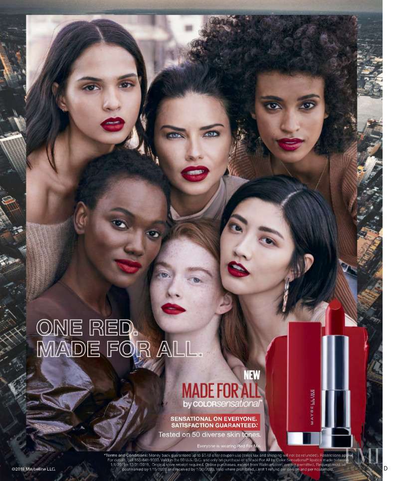 Adriana Lima featured in  the Maybelline advertisement for Spring/Summer 2019