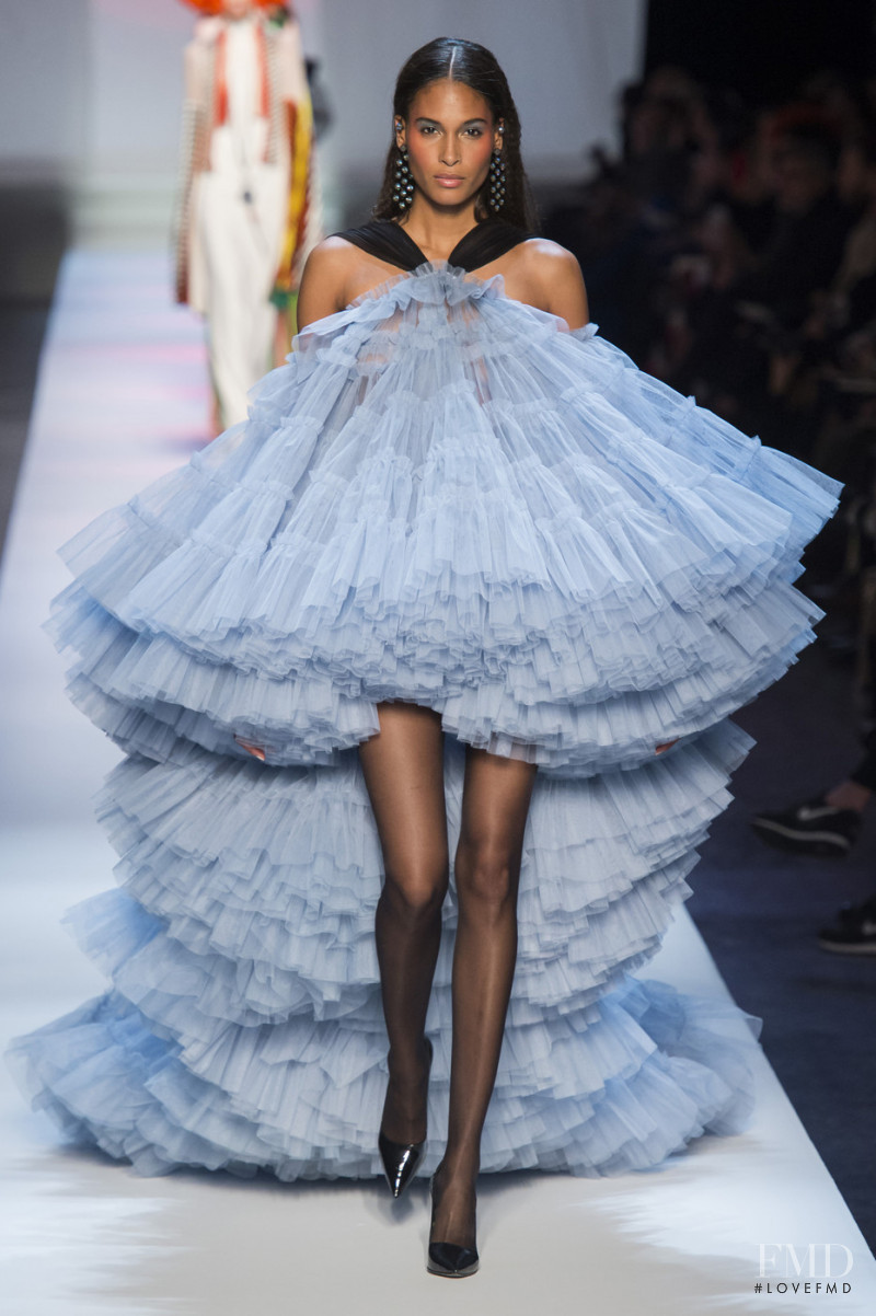 Cindy Bruna featured in  the Jean Paul Gaultier Haute Couture fashion show for Spring/Summer 2019