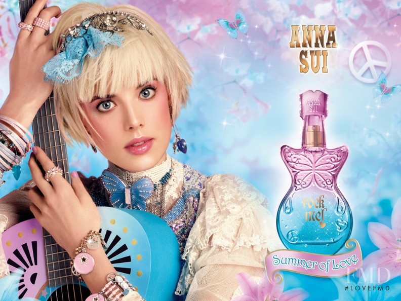Agyness Deyn featured in  the Anna Sui Summer of Love Fragrance advertisement for Spring/Summer 2010