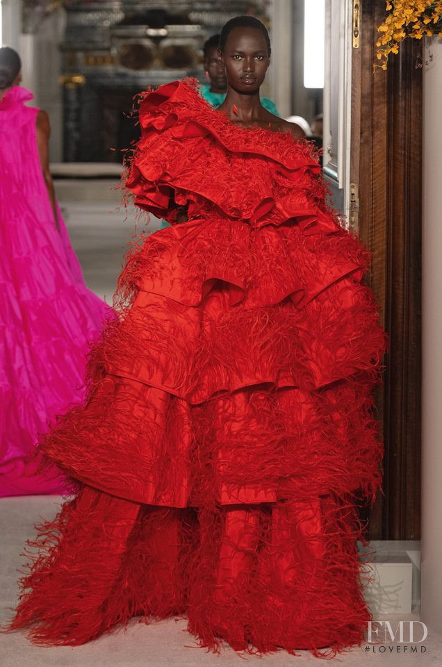 Nyarach Abouch Ayuel Aboja featured in  the Valentino Couture fashion show for Spring/Summer 2019