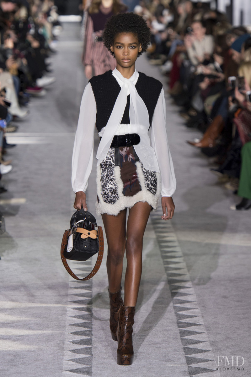 Blesnya Minher featured in  the Longchamp fashion show for Autumn/Winter 2019