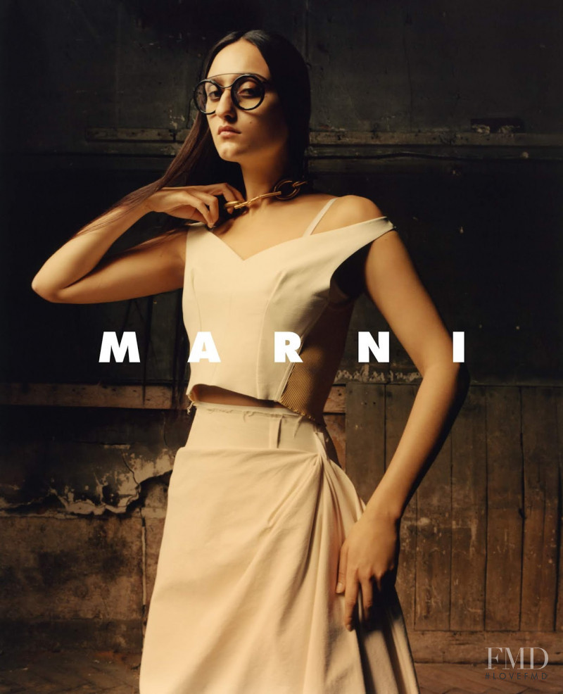 Jess Maybury featured in  the Marni advertisement for Spring/Summer 2019