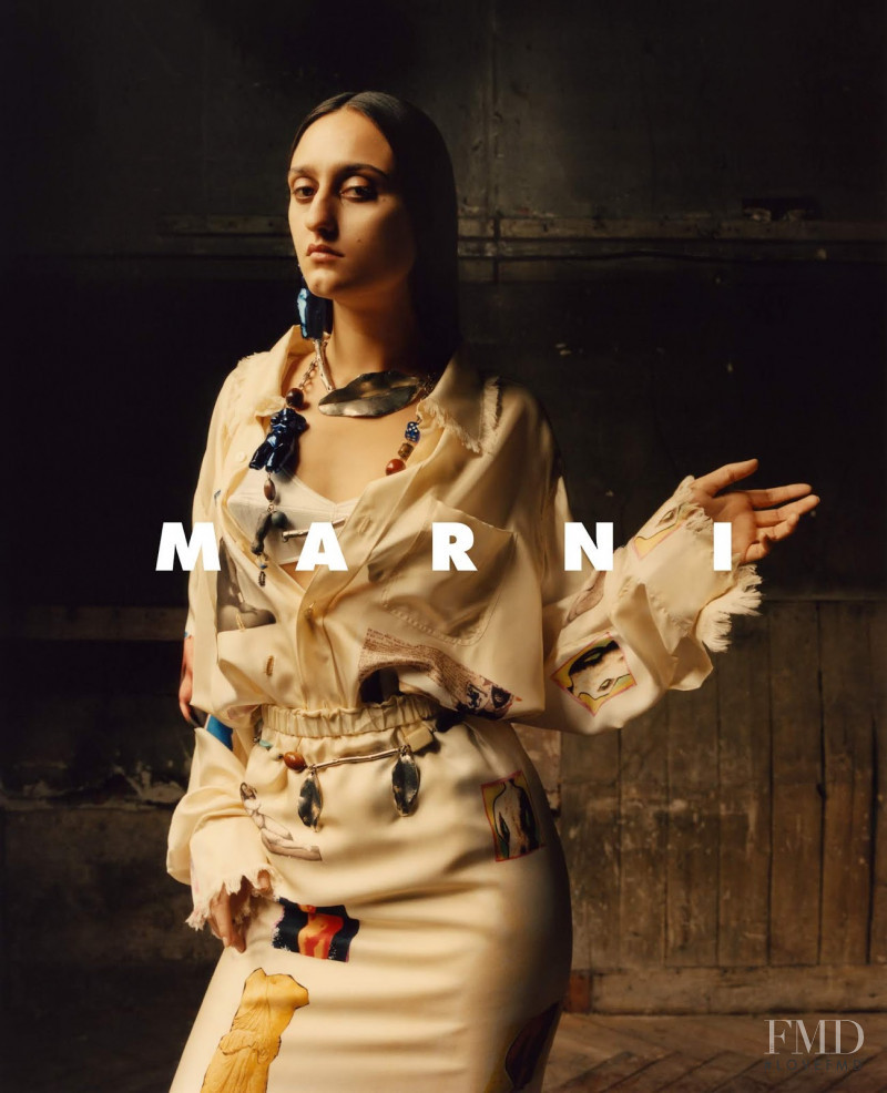 Jess Maybury featured in  the Marni advertisement for Spring/Summer 2019