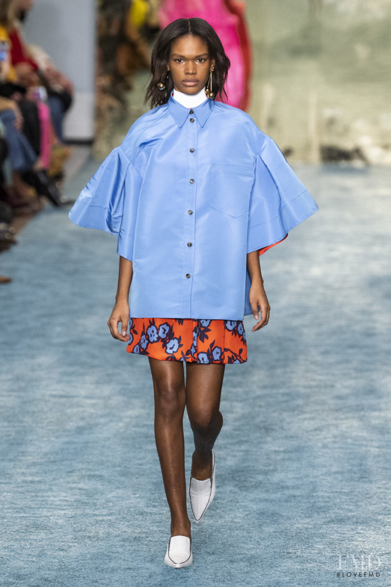 Eftagine Fevilien featured in  the Carolina Herrera fashion show for Autumn/Winter 2019