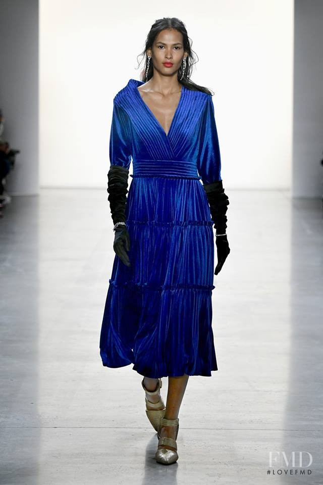 Thayna Santos Silva featured in  the Tadashi Shoji fashion show for Autumn/Winter 2019