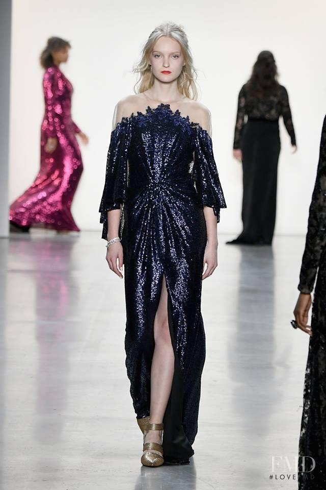 Lera Kapkaikina featured in  the Tadashi Shoji fashion show for Autumn/Winter 2019